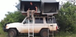 Car with the rooftop tent